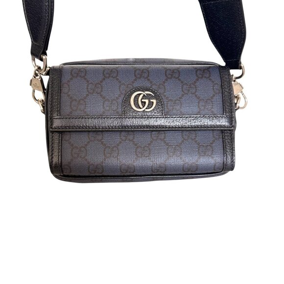 GUCCI GG MINI SHOULDER BAG GG SUPREME/SILVER HARDWARE 746308, Blue Canvas - Picture 1 of 16